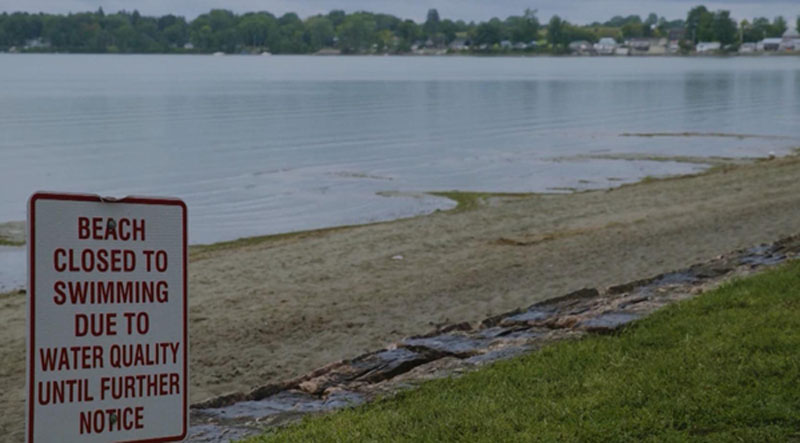 A closed beach on Lake Champlain